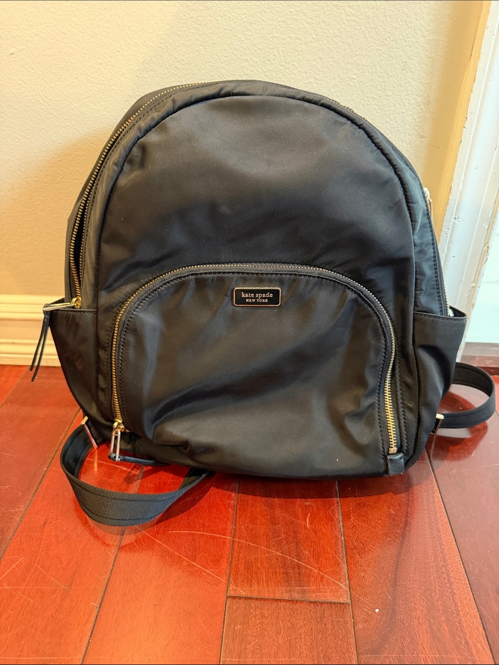 kate spade Black Nylon Mini Backpack with Gold Hardware